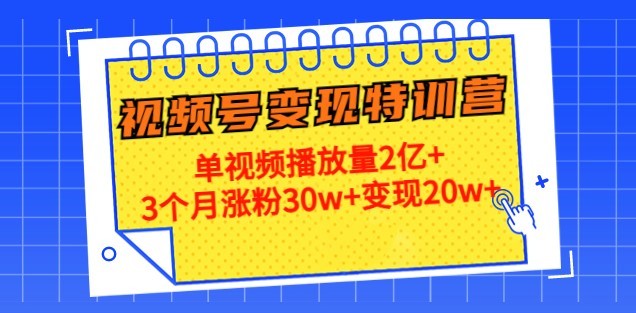 #31度网赚班# 20天视频号变现特训营：单视频播放量2亿+3个月涨粉30w+变现20w+
