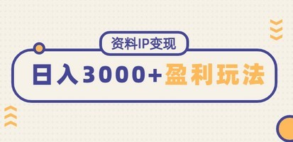#31度网赚班# 资料IP变现，能稳定日赚3000起的持续性盈利玩法