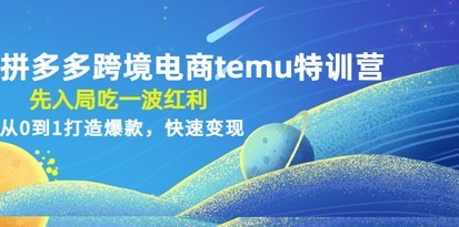 拼多多跨境电商temu特训营：先入局吃一波红利，从0到1打造爆款，快速变现