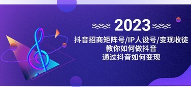 抖音/招商/矩阵号＋IP人设/号+变现/收徒，教你如何做抖音，通过抖音赚钱