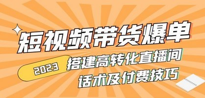 2023短视频带货爆单 搭建高转化直播间 话术及付费技巧(无中创水印)
