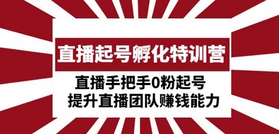 直播起号孵化特训营：直播手把手0粉起号  提升直播团队赚钱能力