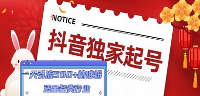 抖音独家起号，一天引流500+精准粉，适合各类行业（9节视频课）