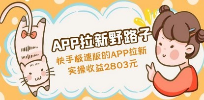 APP拉新野路子：快手极速版的APP拉新赚，实操收益2803元