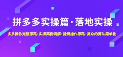 拼多多实操篇·落地实操 完整思路+实操案例+拆解操作思路+复杂的算法简单化