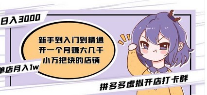 拼多多虚拟开店打卡群：新手到入门到精通（昨日群里有小伙伴日入3000+）2月26日更新
