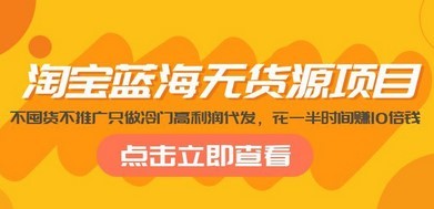 淘宝蓝海无货源项目，不囤货不推广只做冷门高利润代发，花一半时间赚10倍钱