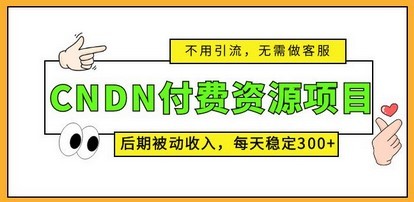 CNDN付费资源项目，不用引流，无需做客服，后期被动收入，每天稳定300+