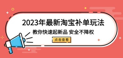 2023年最新淘宝补单玩法，教你快速起·新品，安全·不降权（18课时）