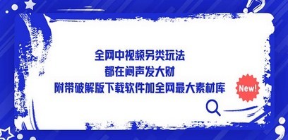 全网中视频另类玩法，都在闷声发大财，附带破解版下载软件加全网最大素材库