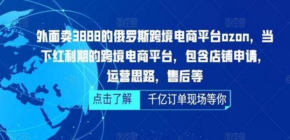 俄罗斯跨境电商平台ozon运营，包含店铺申请，运营思路，售后等（无水印）