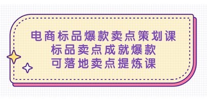 电商标品爆款卖点策划课，标品卖点成就爆款，可落地卖点提炼课