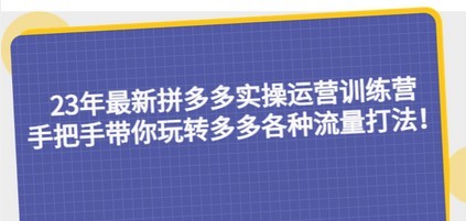 23年最新拼多多实操运营训练营：手把手带你玩转多多各种流量打法！