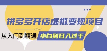 拼多多开店虚拟变现项目：入门到精通 从小白到日入1000（完整版）4月10更新