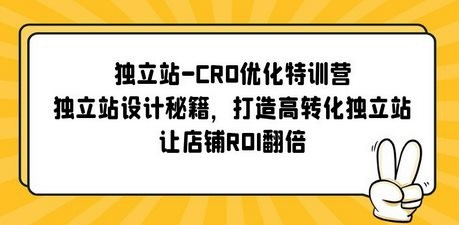 独立站-CRO优化特训营，独立站设计秘籍，打造高转化独立站，让店铺ROI翻倍
