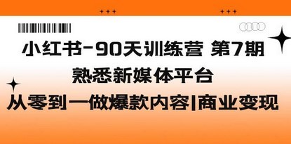 小红书-90天训练营-第7期，熟悉新媒体平台|从零到一做爆款内容|商业变现