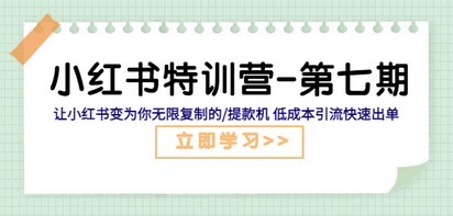 小红书特训营-第七期 让小红书变为你无限复制的/提款机 低成本引流快速出单 原4.27