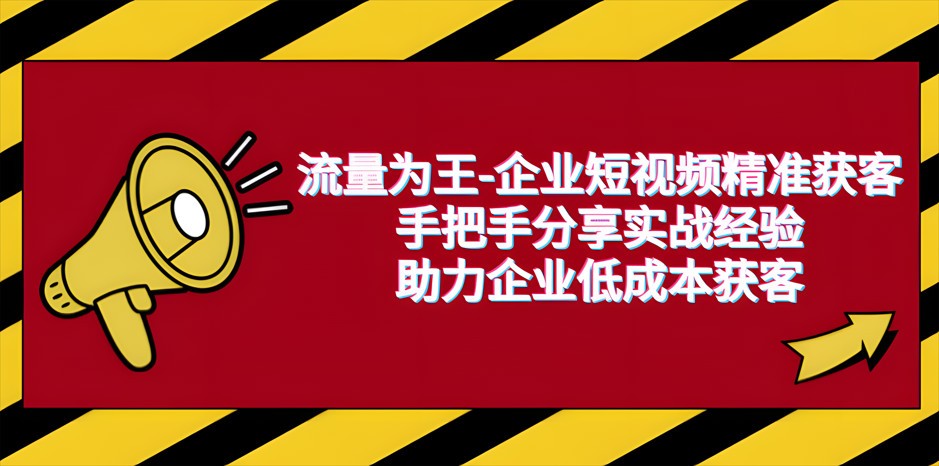 三十一度网课#012:流量为王-企业短视频精准获客，手把手分享实战经验，助力企业低成本获客(录播课60节课+资料包)